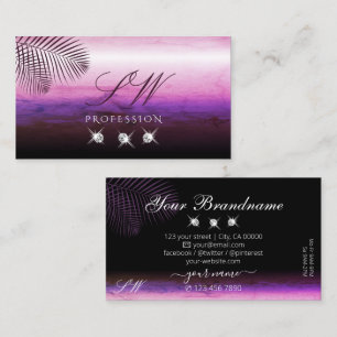 Rosa Lila Watercolor Handflatan Löv Jewels Initial Visitkort