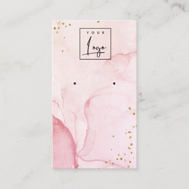 Rosa Lila Watercolor Struktur Earring Visning Visitkort (Framsida)