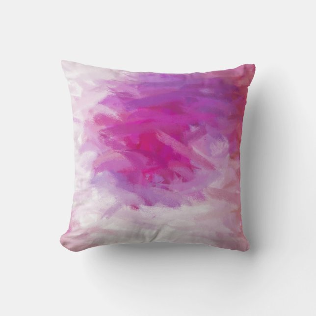 Rosa Lila White Abstrakt Art Kudde (Framsida)