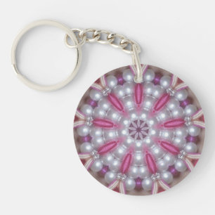 Rosa Lila White Pearls Diamonds~ Keychain