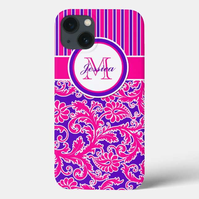 Rosa Lila White Stripe Damask 2 iPad Air Case (Baksida)