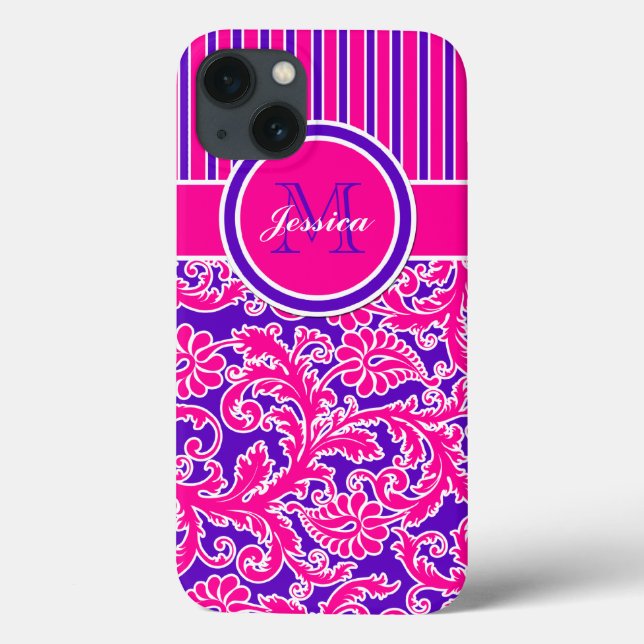 Rosa Lila White Stripe Damask 3 iPad Air Case (Baksida)