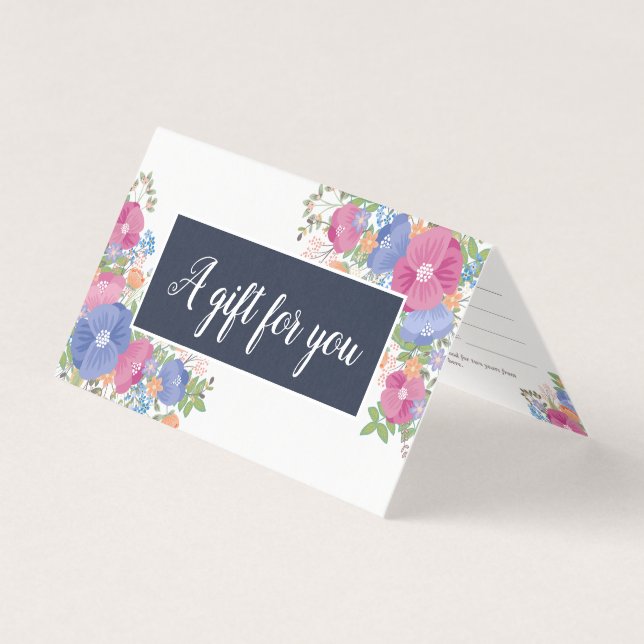 Rosa Lila Wildblomma Bouquets - Presentationscerti Kort (Framsida)