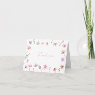 Rosa Lila WildblommBaby Shower Tack Kort