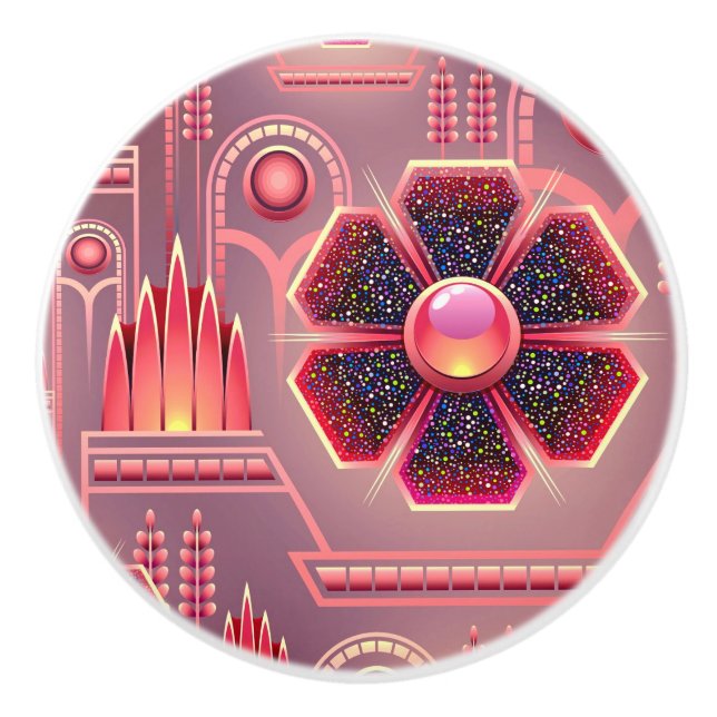 Rosa lilablomma för art déco knopp (Framsidan)