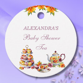 Rosa Lilac Blommigt Tea Baby Shower Tack Gåvor Etiketter