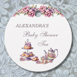 Rosa Lilac Blommigt Tea Baby Shower Tack Gåvor Etiketter