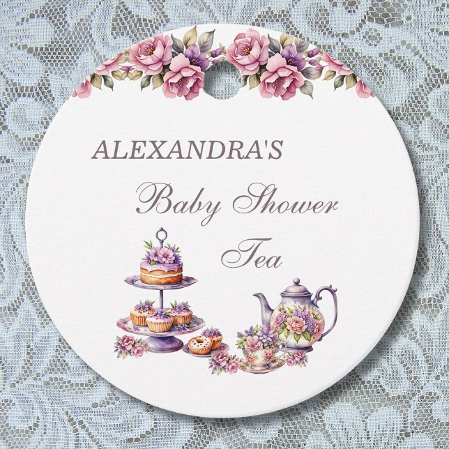 Rosa Lilac Blommigt Tea Baby Shower Tack Gåvor Etiketter (Skapare uppladdad)