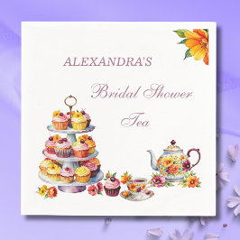  Rosa Lilac Blommigt Tea Party Möhippa Na Pappersservett