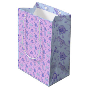 Rosa, Lilac, Blue och Lila Dinosaur Gift Bag