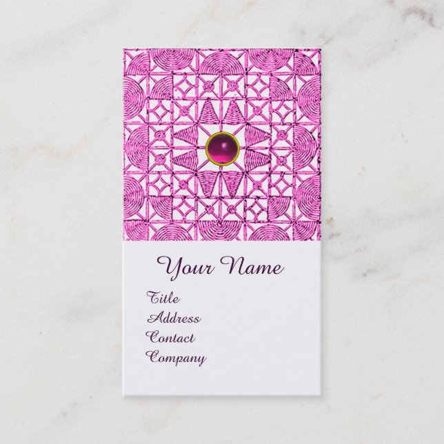 ROSA LILAC GEOMETRIC SNÖRE GEMSTONE MONOGRAM VISITKORT (Framsida)