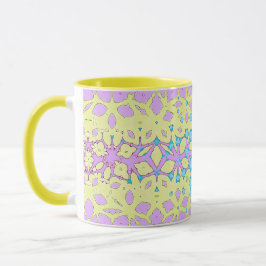 Rosa, Lilac, Gult och Himlar Blue Geometric Mugg