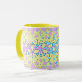 Rosa, Lilac, Gult och Himlar Blue Geometric Mugg