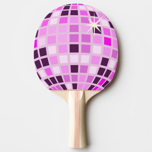 Rosa Lilac Lila Retro Modern Disco Boll Pingisracket (Framsidan)