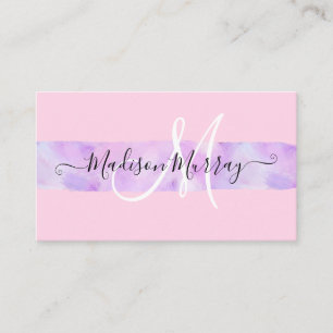 Rosa & Lilac Lila Unicorn Monogram Namn Visitkort