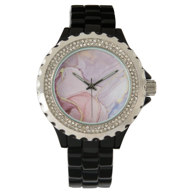 ROSA LILAC MARBLE DESIGN BLACK GNISTRA WATCH ARMBANDSUR (Framsida)