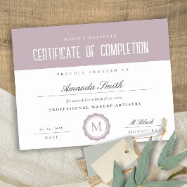 Rosa Lilac Minimal Certificate of Complete Award