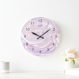 Rosa Lilac Modern Abstrakt Liquid Marble Design Stor Klocka