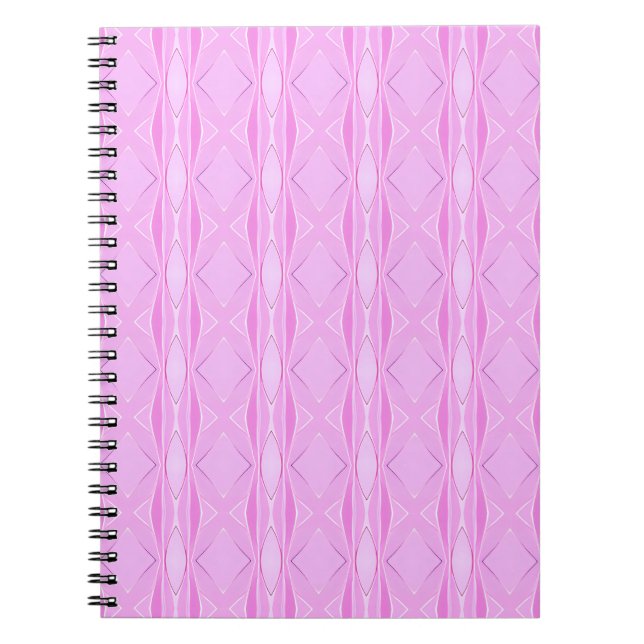 Rosa Lilac och Magenta Diamond Geometric Mönster Anteckningsbok (Framsidan)