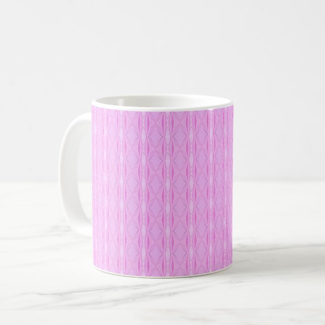 Rosa Lilac och Magenta Diamond Geometric Mönster Kaffemugg (Framsida vänster)