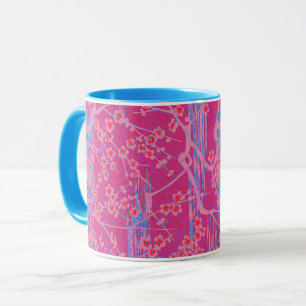 ROSA LILAC TEAL SAKURA FLOWERS Japansk Blommigt Mugg