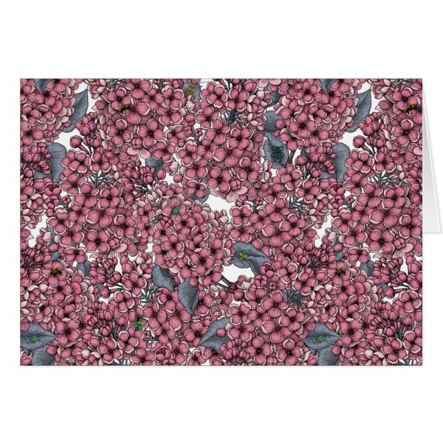 Rosa Lilac-trädgård Hälsningskort (Framsidan Horizontal)