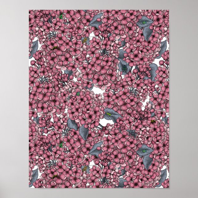 Rosa Lilac-trädgård Poster (Framsidan)