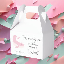 Rosa Lilac Whale Pastel Födelsedagsfest Tack Presentaskar