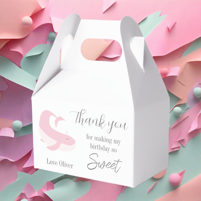 Rosa Lilac Whale Pastel Födelsedagsfest Tack Presentaskar (Skapare uppladdad)