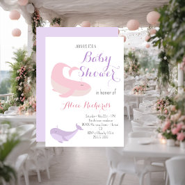Rosa Lilac Whale Pastel Ocean Fish Baby Shower Inbjudningar