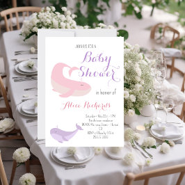 Rosa Lilac Whale Pastel Ocean Fish Baby Shower Inbjudningar
