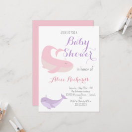 Rosa Lilac Whale Pastel Ocean Fish Baby Shower Inbjudningar