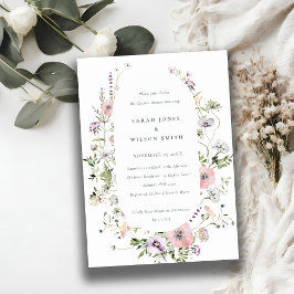 Rosa Lilac Wildblomme Par Shower Inbjudan