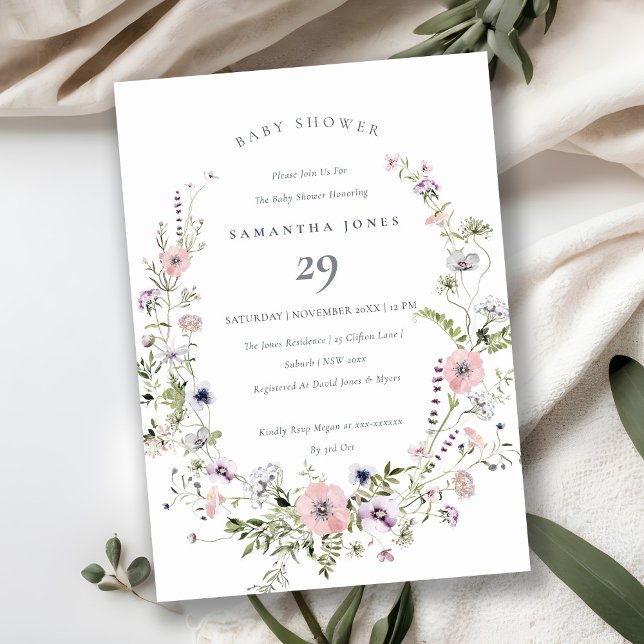 Rosa Lilac Wildbloms utandningsskjut Inbjudan (Skapare uppladdad)