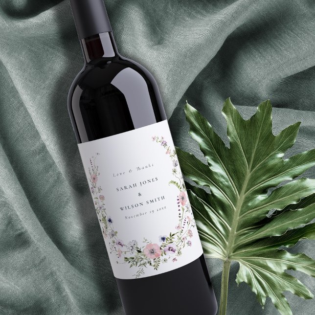 Rosa Lilac WildblomWAN Bröllop Tack Vinflaska Etikett (Skapare uppladdad)