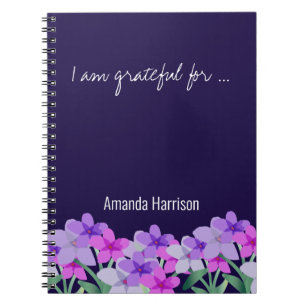 Rosa lilach blommigt Gratitude Journal Personlig Anteckningsbok