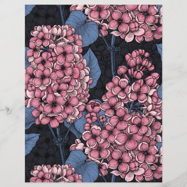 Rosa lilax på mörk blått (Framsida)
