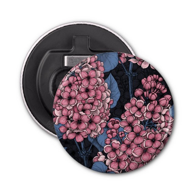 Rosa lilax på mörk blått flasköppnare (Framsidan)