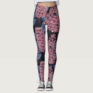 Rosa lilax på mörk blått leggings