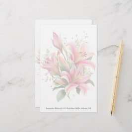 Rosa Lilies Anpassningsbar Stationery Brevpapper