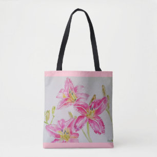 Rosa Lilies Blommigt Vattenfärgsverktygsruta Tygkasse
