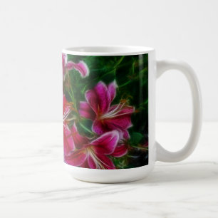 Rosa Lilies Impressionist Blommigt Painting Art Kaffemugg