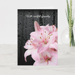 Rosa Lilies och regndroppar Sympati Kort