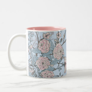 Rosa Lilies och Ro i Asien vid Stil om blått Två-Tonad Mugg