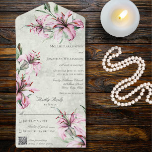 Rosa Lilies on Distress Sage Grönt QR Code