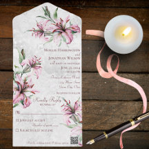 Rosa Lilies on Distress White with QR Code
