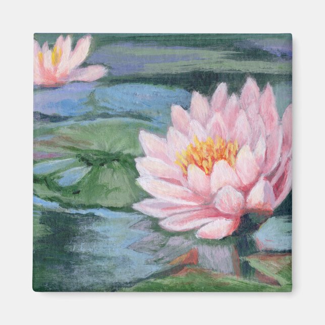 Rosa Lilies on Grönts and Blues Fridge Magnet (Framsidan)