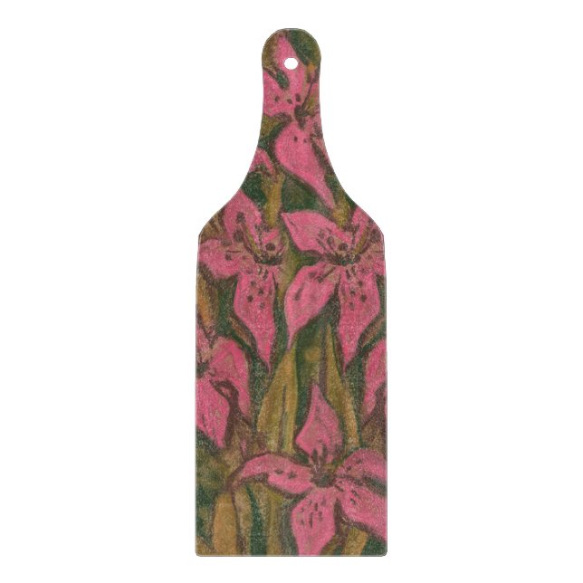 Rosa Lilies, pastellmålning, blommor, blommigt kon (Framsidan)