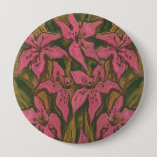 Rosa Lilies, pastellmålning, blommor, blommigt kon Knapp