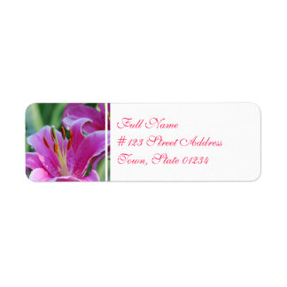 Rosa Lilies-postetiketter Returadress Etikett